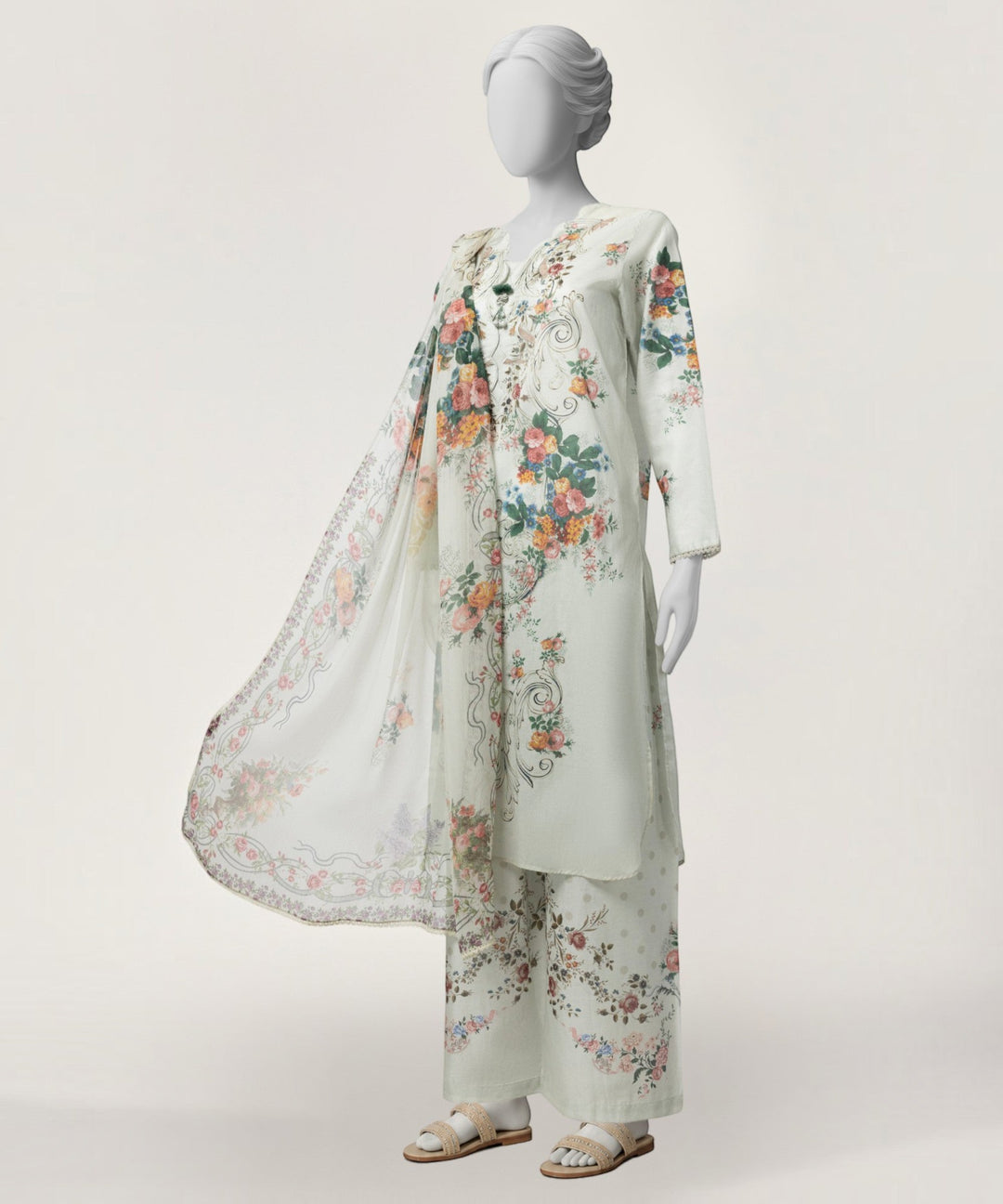 Lawn Grey Stitched Suit - J. Junaid Jamshed