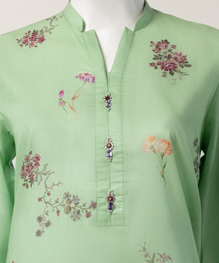 Lawn Green Stitched Suit - J. Junaid Jamshed
