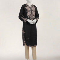 Dobby Black Kurti - J. Junaid Jamshed