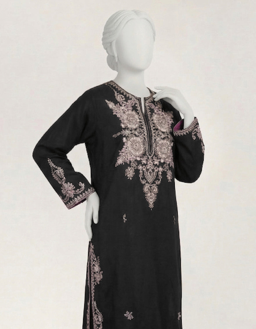 Dobby Black Kurti - J. Junaid Jamshed