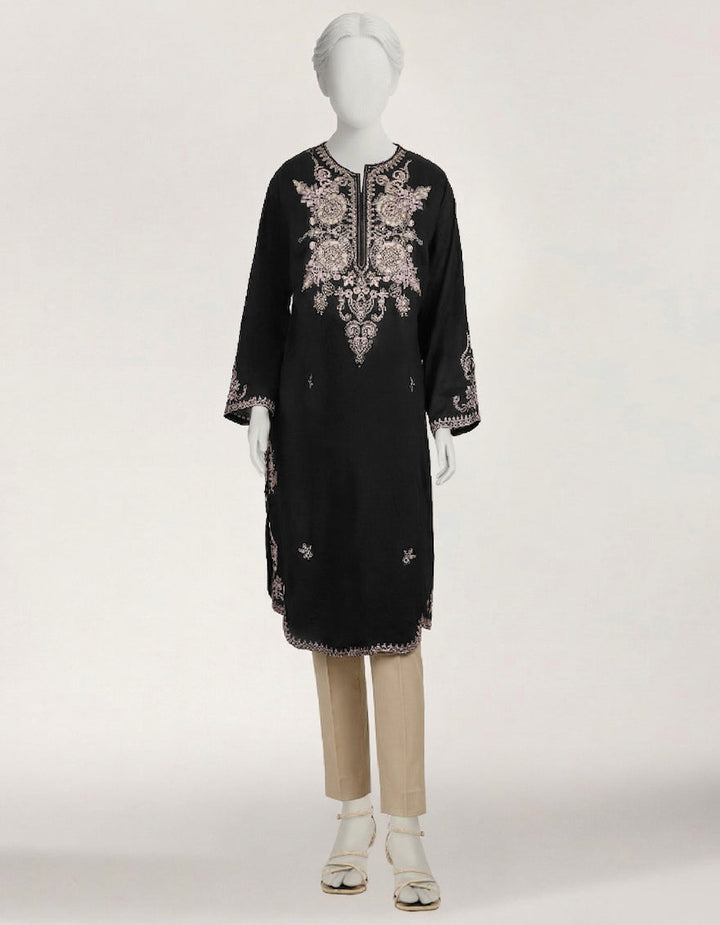 Dobby Black Kurti - J. Junaid Jamshed