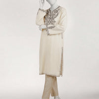 Dobby Off White Kurti - J. Junaid Jamshed