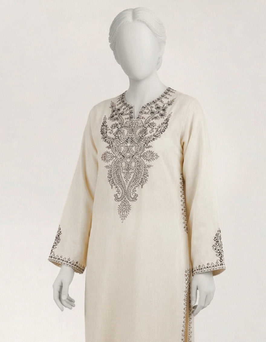 Dobby Off White Kurti - J. Junaid Jamshed