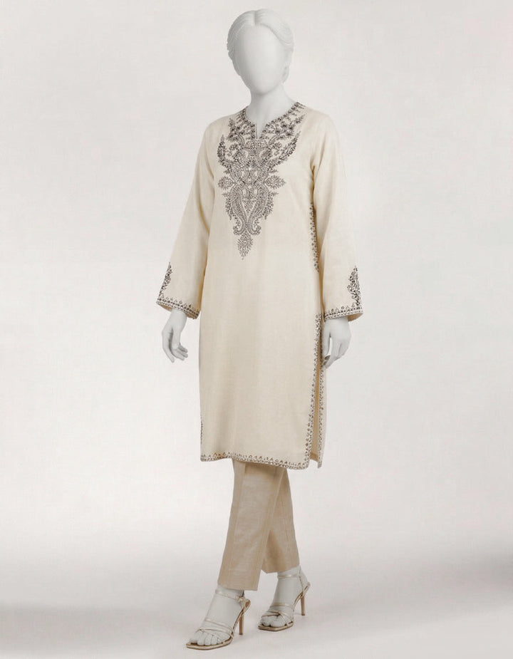 Dobby Off White Kurti - J. Junaid Jamshed