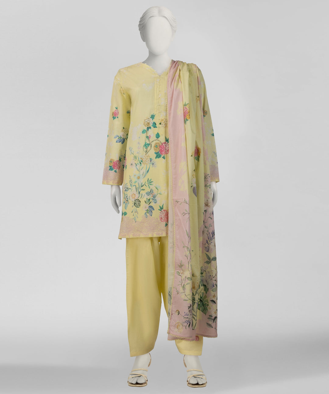 Lawn Yellow Stitched Suit - J. Junaid Jamshed