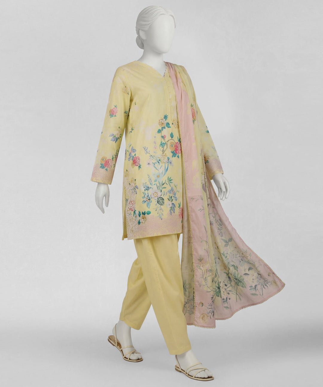 Lawn Yellow Stitched Suit - J. Junaid Jamshed