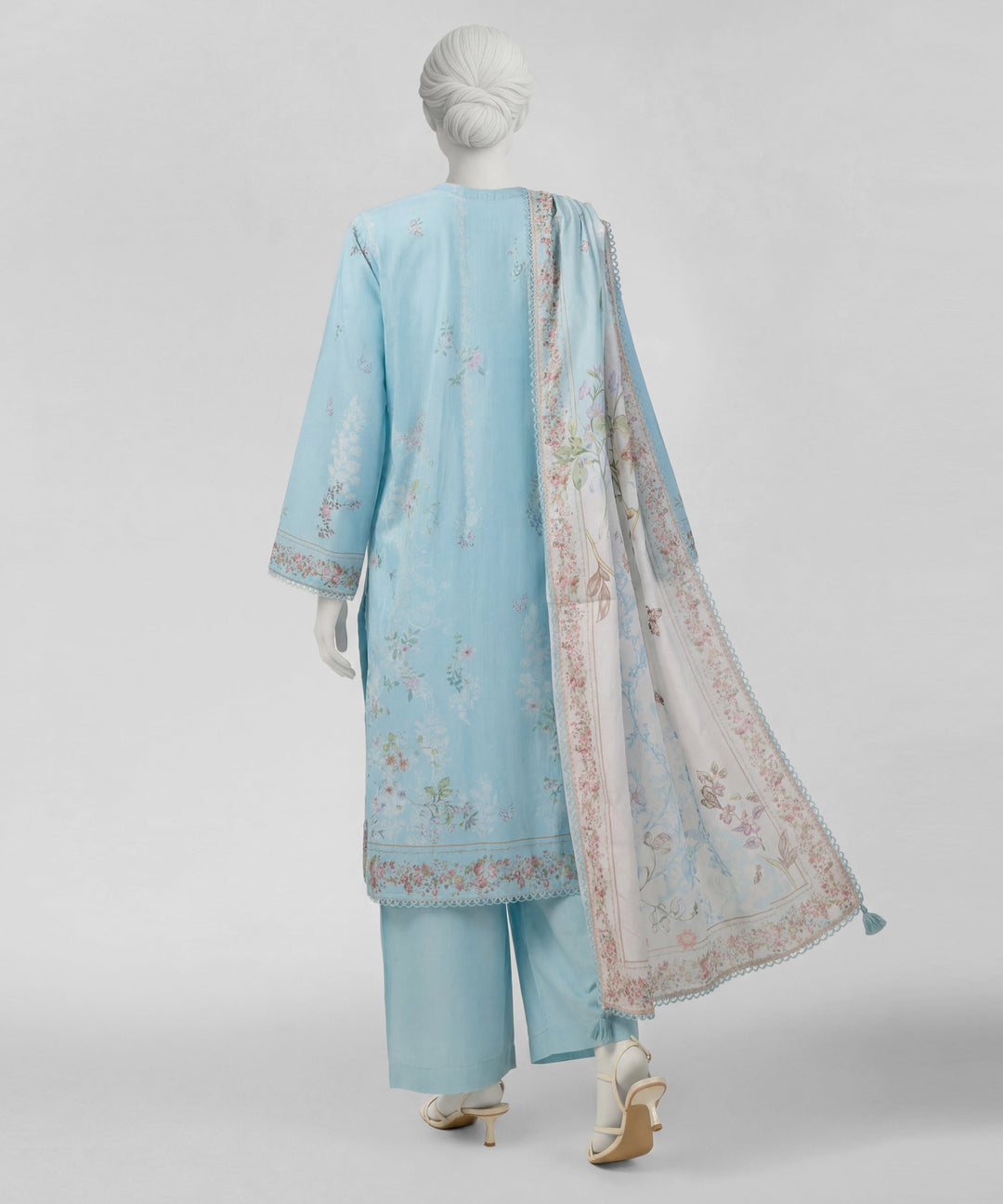Lawn Sky Blue Stitched Suit - J. Junaid Jamshed