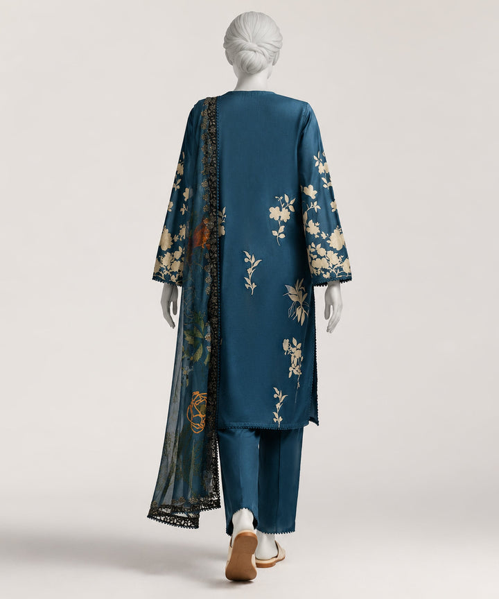 Lawn Blue Stitched Suit - J. Junaid Jamshed