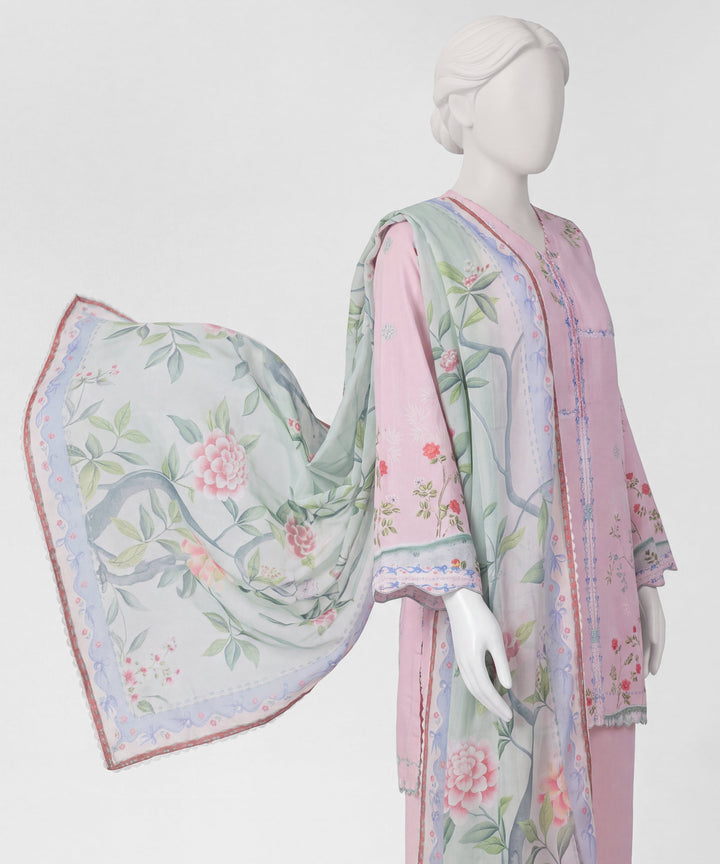 Lawn Pink Stitched Suit - J. Junaid Jamshed