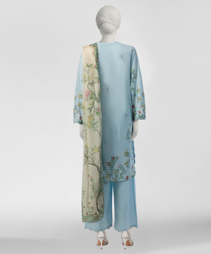 Lawn Sky Blue Stitched Suit - J. Junaid Jamshed