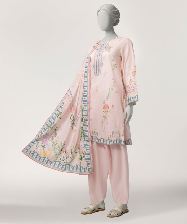 Dobby Pink Stitched Suit - J. Junaid Jamshed