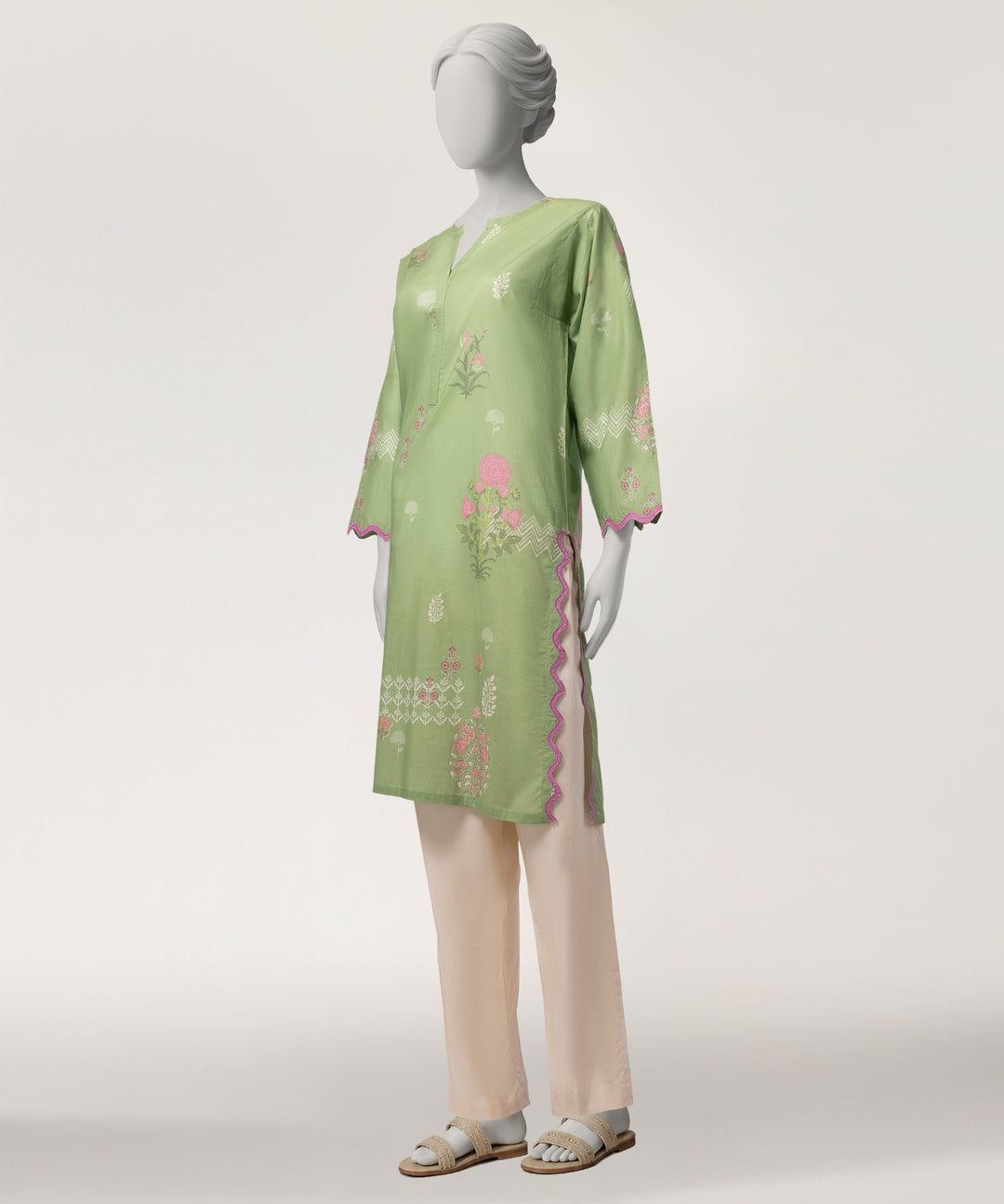 Lawn Green Kurti - J. Junaid Jamshed
