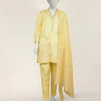 Lawn Yellow Stitched Suit - J. Junaid Jamshed