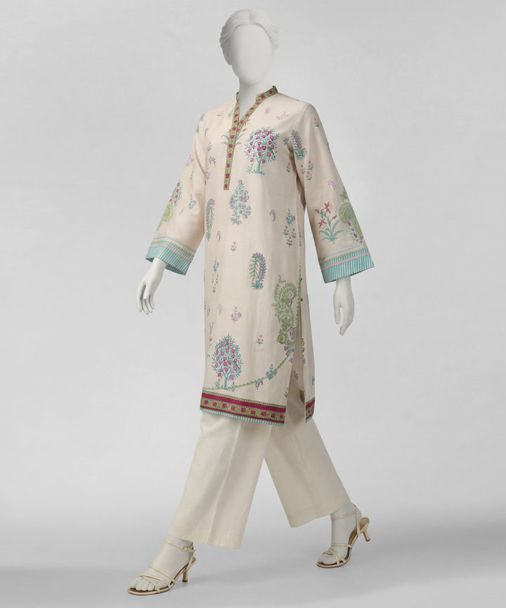 Lawn Beige Kurti - J. Junaid Jamshed