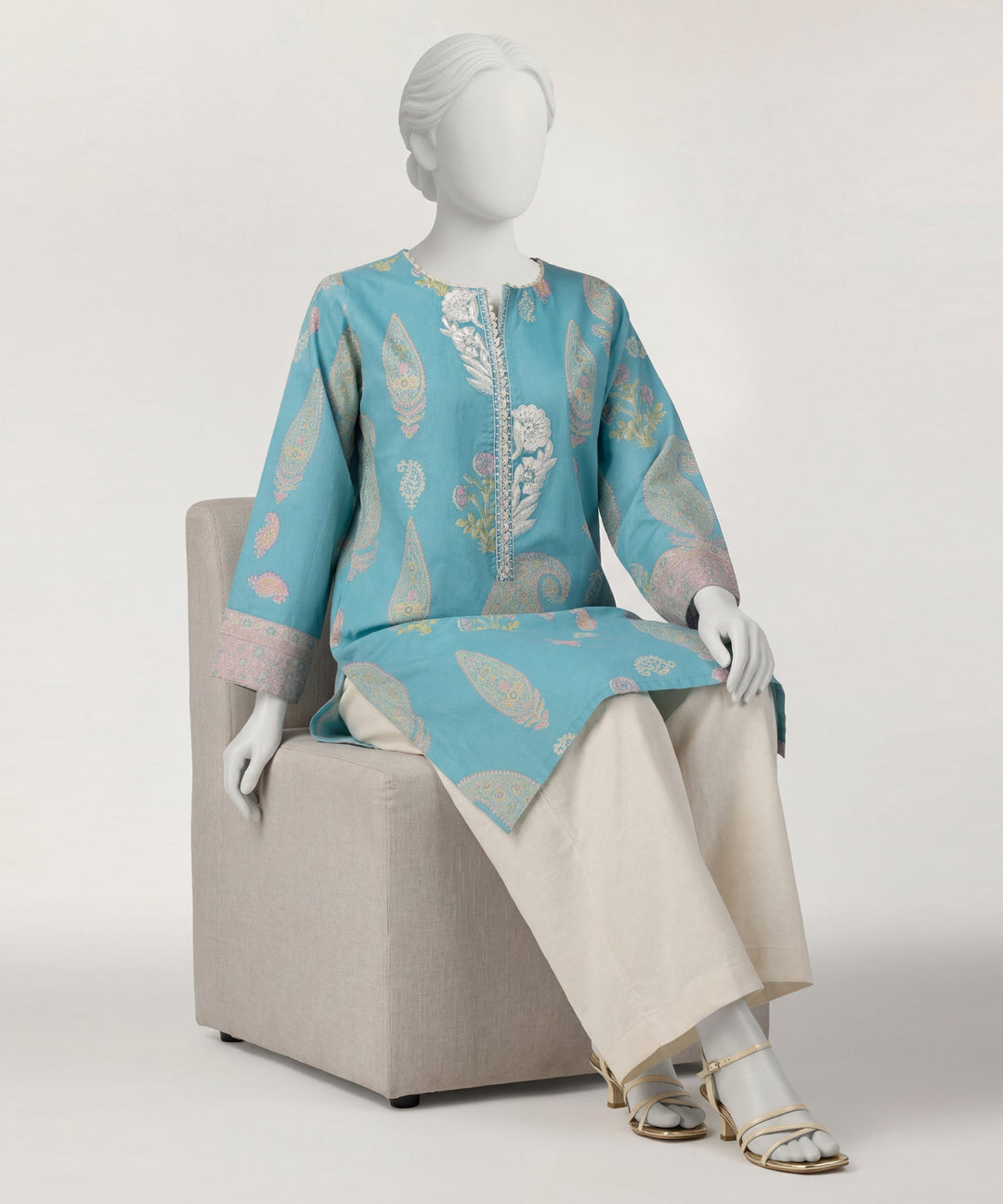 Lawn Blue Kurti - J. Junaid Jamshed