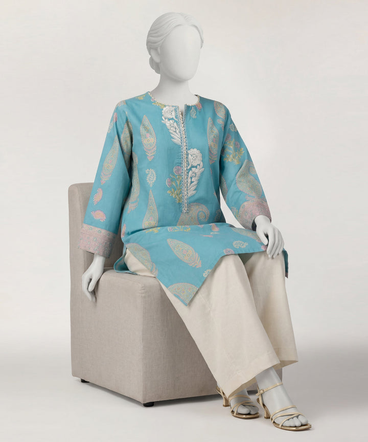 Lawn Blue Kurti - J. Junaid Jamshed