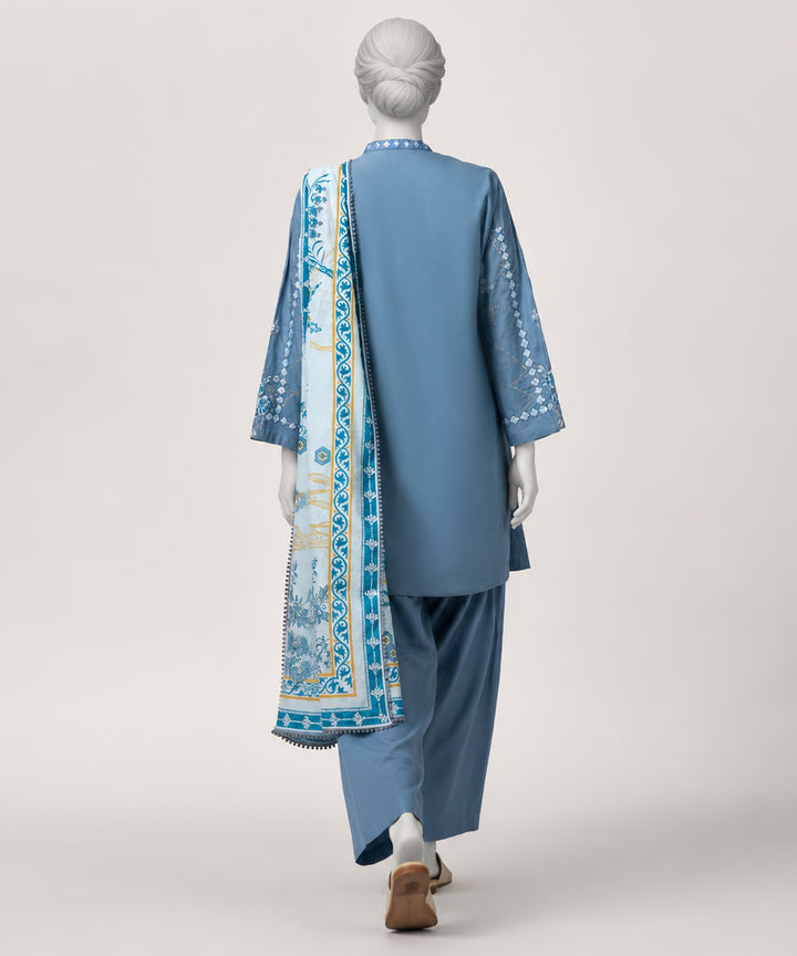 Lawn Blue Stitched Suit - J. Junaid Jamshed