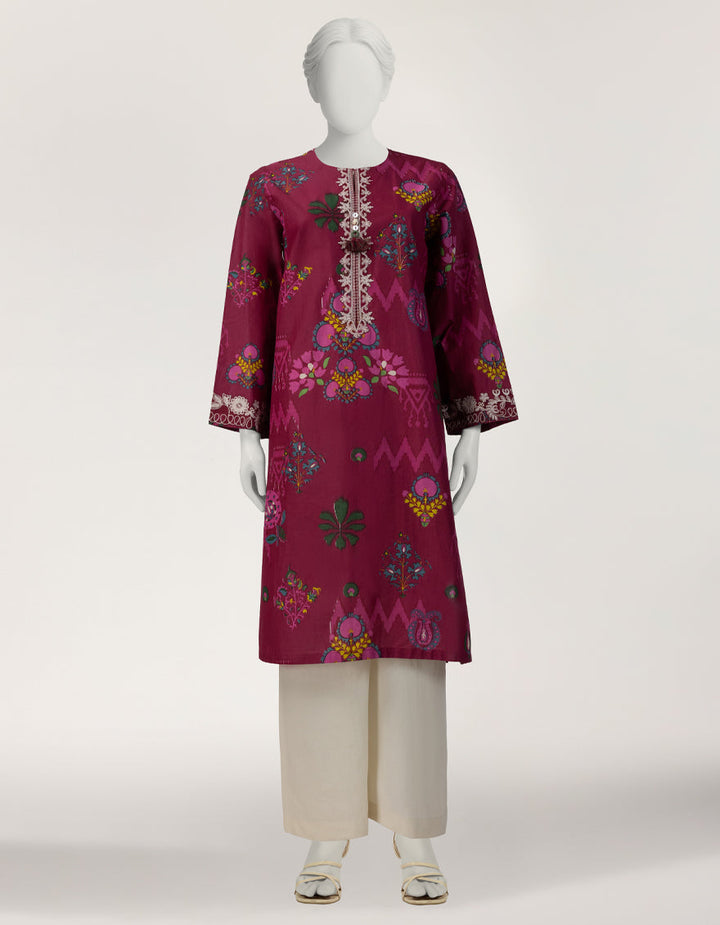 Lawn Magenta Kurti - J. Junaid Jamshed
