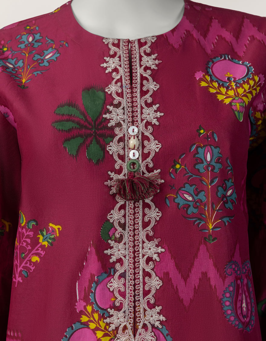 Lawn Magenta Kurti - J. Junaid Jamshed