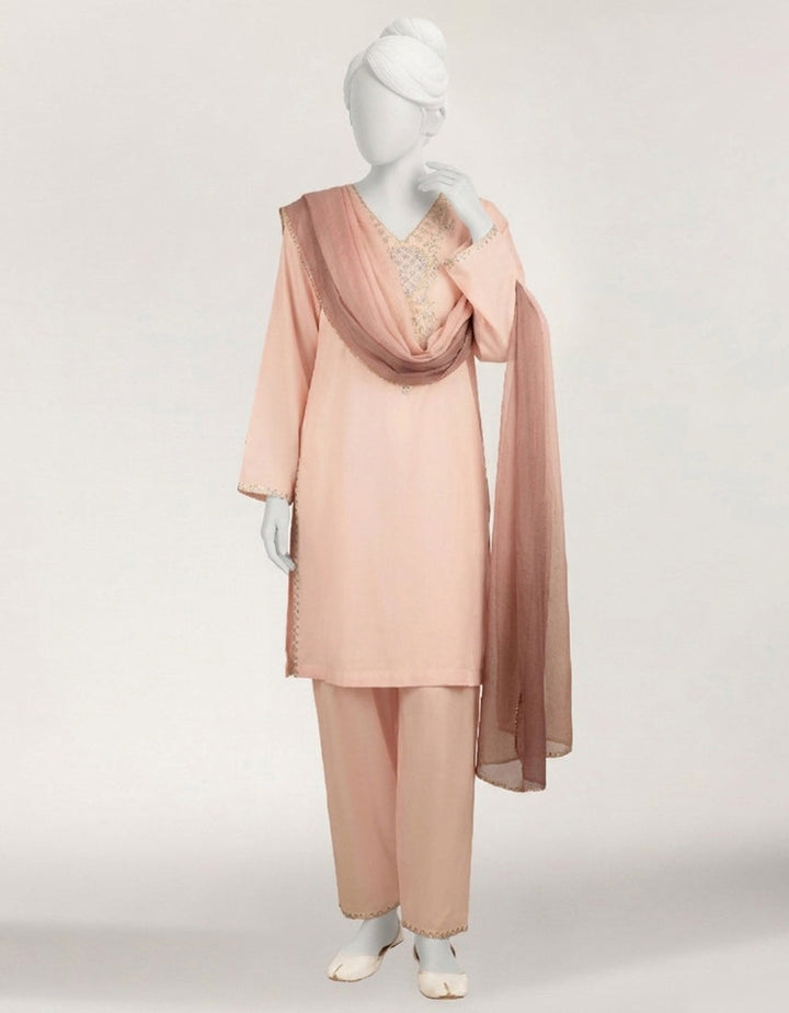 Lawn Light Pink Stitched Suit - J. Junaid Jamshed