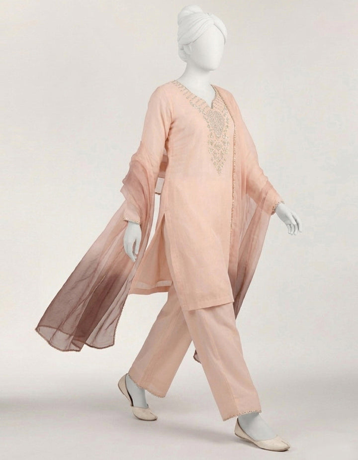 Lawn Light Pink Stitched Suit - J. Junaid Jamshed