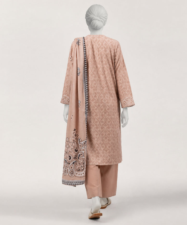 Jacquard Brown Stitched Suit - J. Junaid Jamshed