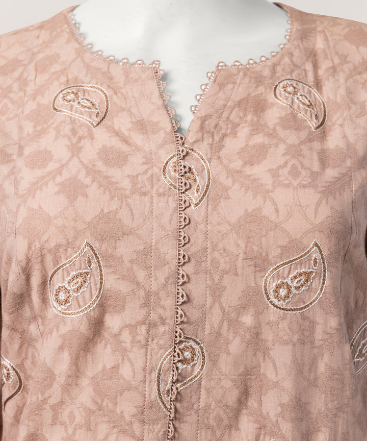 Jacquard Brown Stitched Suit - J. Junaid Jamshed