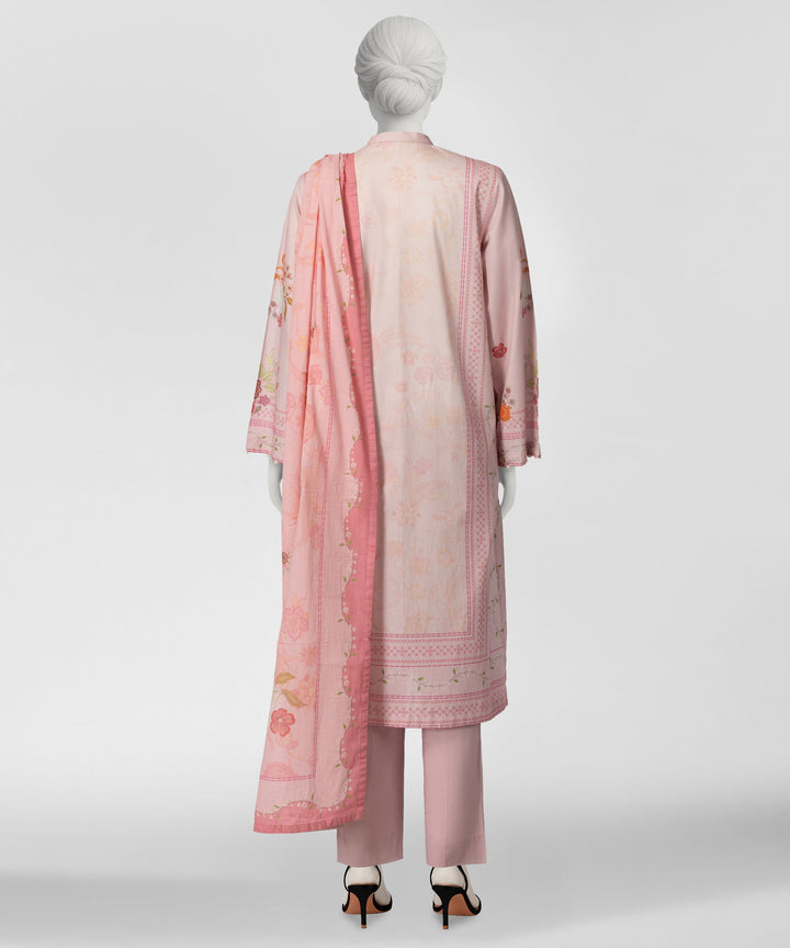Cambric Pink Stitched Suit - J. Junaid Jamshed