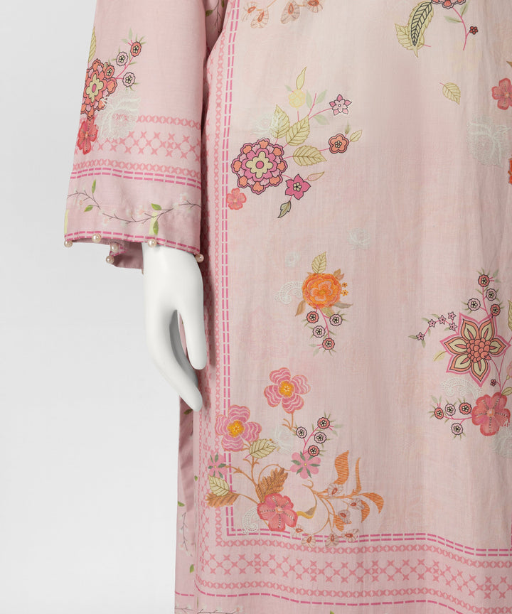 Cambric Pink Stitched Suit - J. Junaid Jamshed
