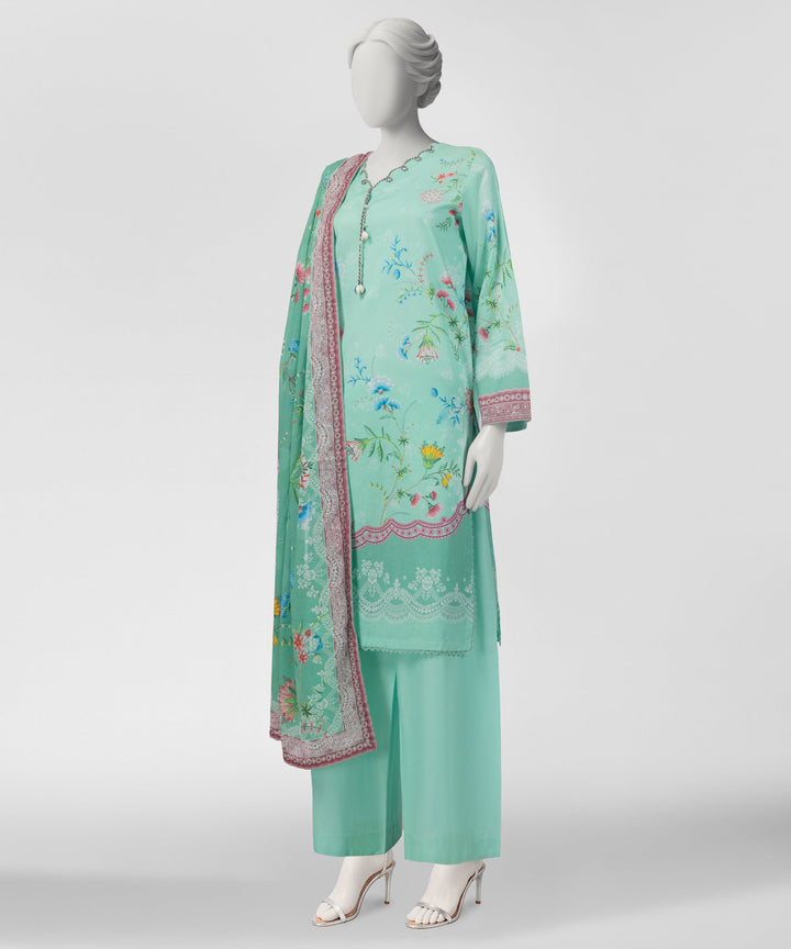 Cambric Green Stitched Suit - J. Junaid Jamshed