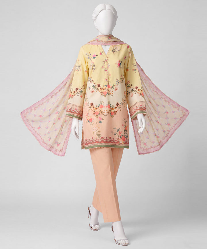 Dooriya Yellow Stitched Suit - J. Junaid Jamshed