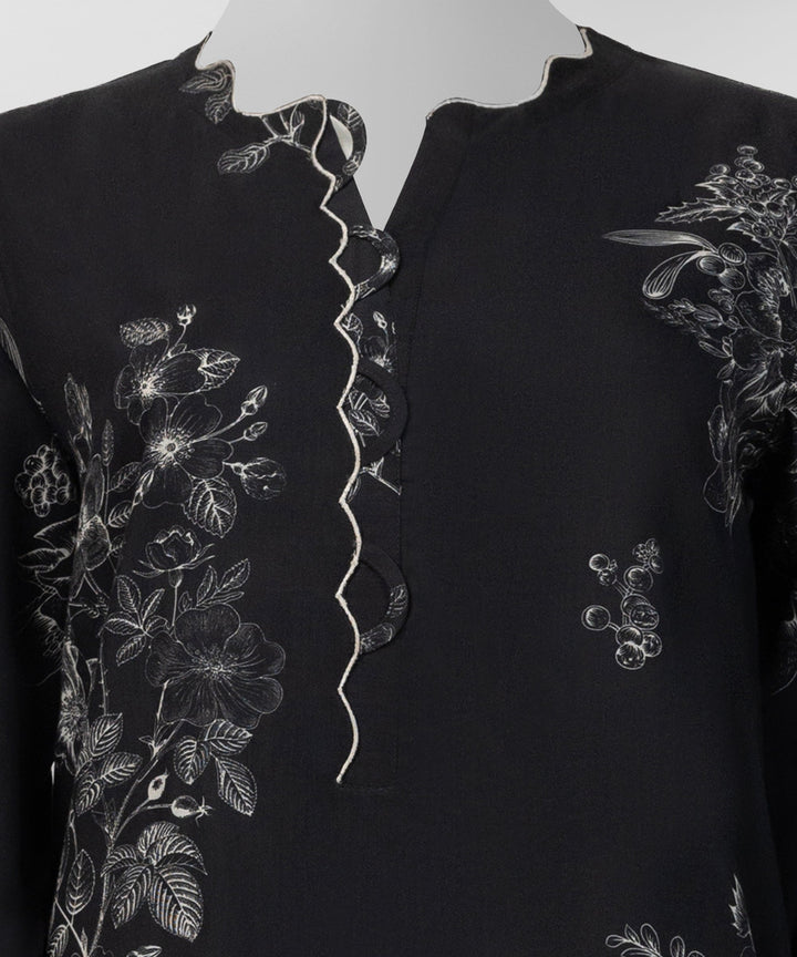 Cotton Viscose Black Stitched Suit - J. Junaid Jamshed