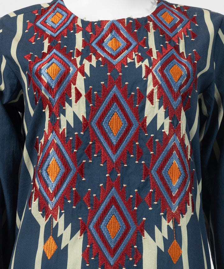 Cambric Blue Stitched Suit - J. Junaid Jamshed
