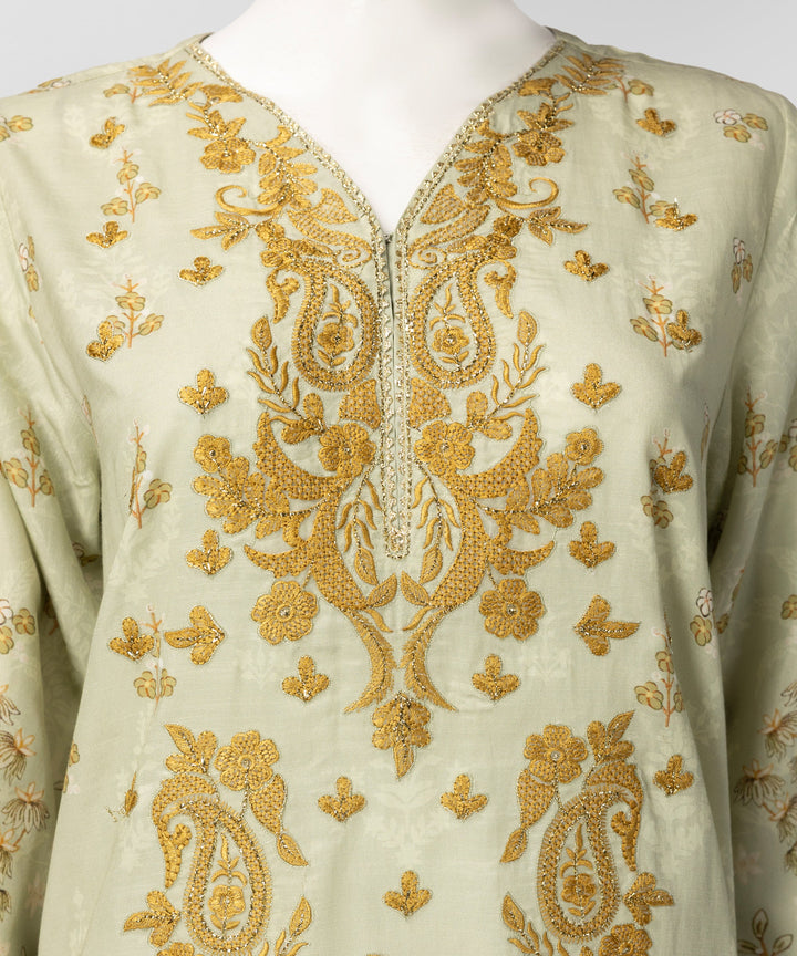 Cotton Viscose Light Green Stitched Suit - J. Junaid Jamshed