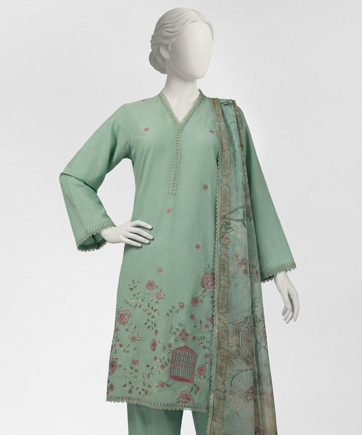 Liminal Sea Green Stitched Suit - J. Junaid Jamshed