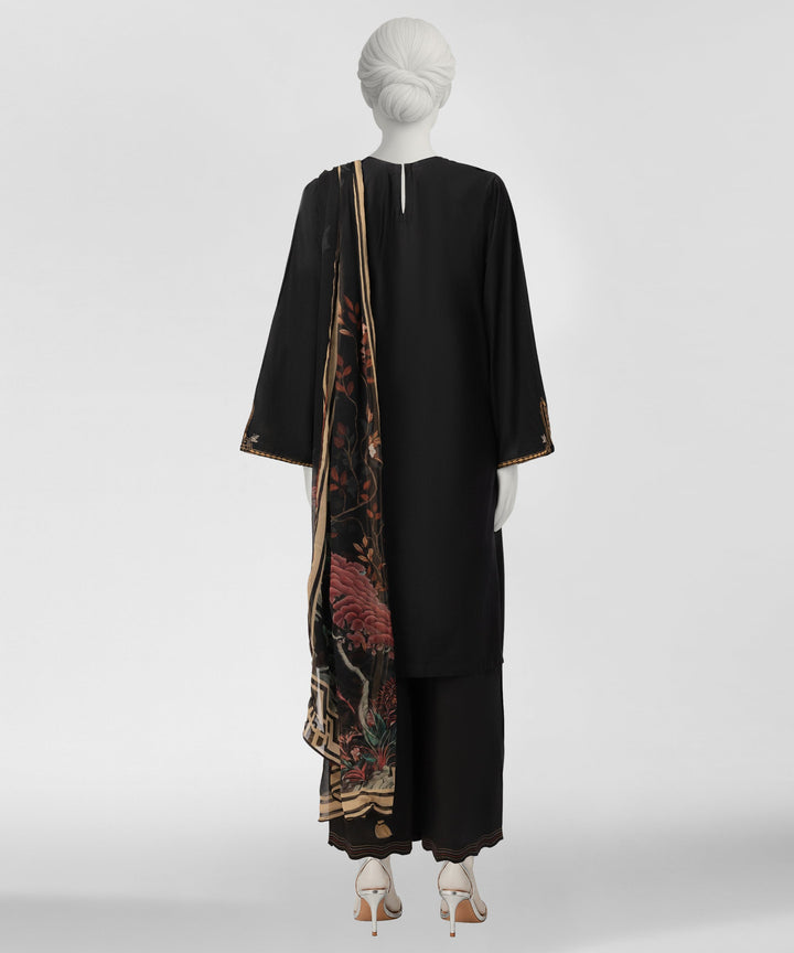 Liminal Black Stitched Suit - J. Junaid Jamshed