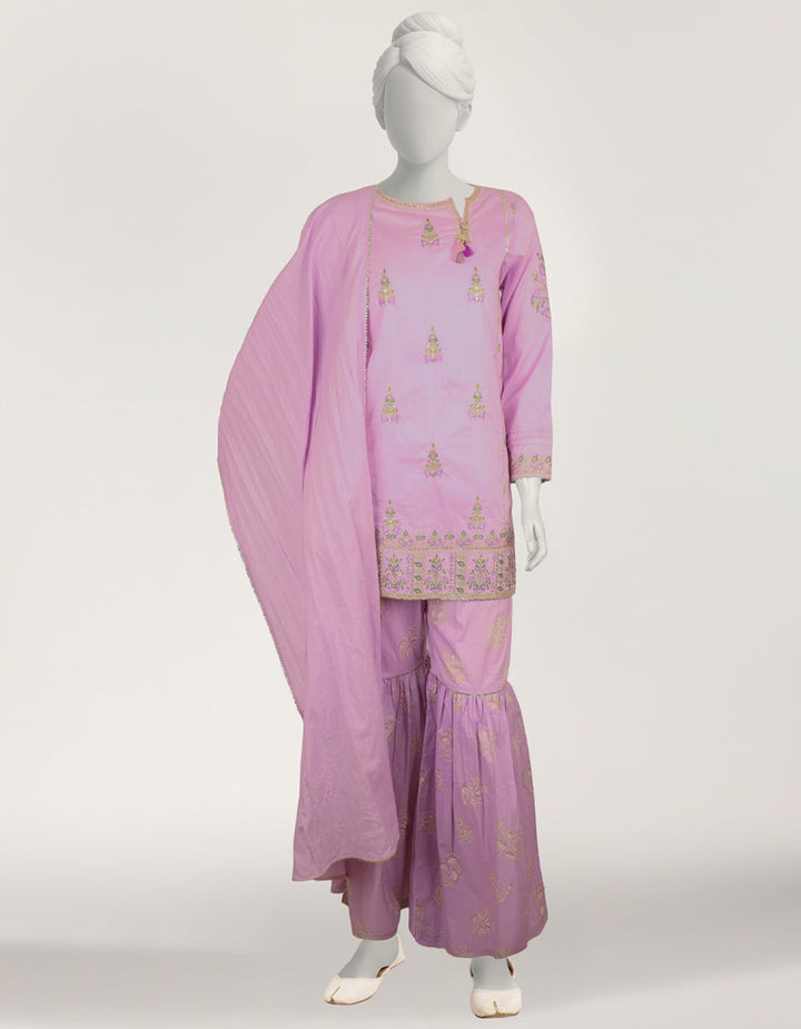 Lawn Silk Lilac Stitched Suit - J. Junaid Jamshed