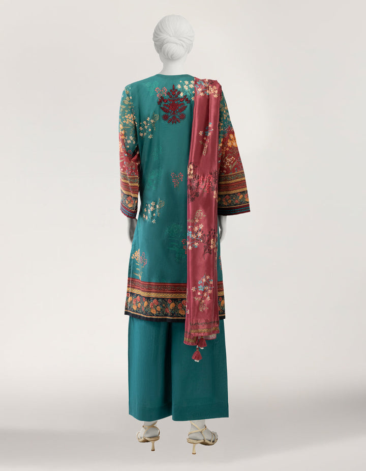 Lawn Green Stitched Suit - J. Junaid Jamshed