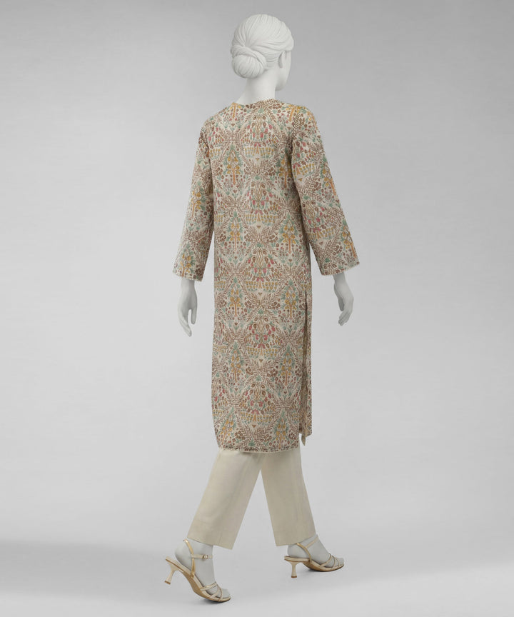 Lawn Cream Unstitched Suit - J. Junaid Jamshed