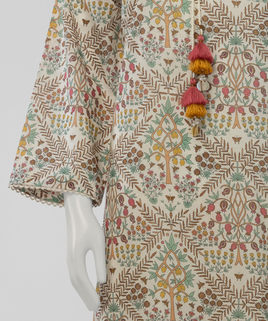 Lawn Cream Unstitched Suit - J. Junaid Jamshed