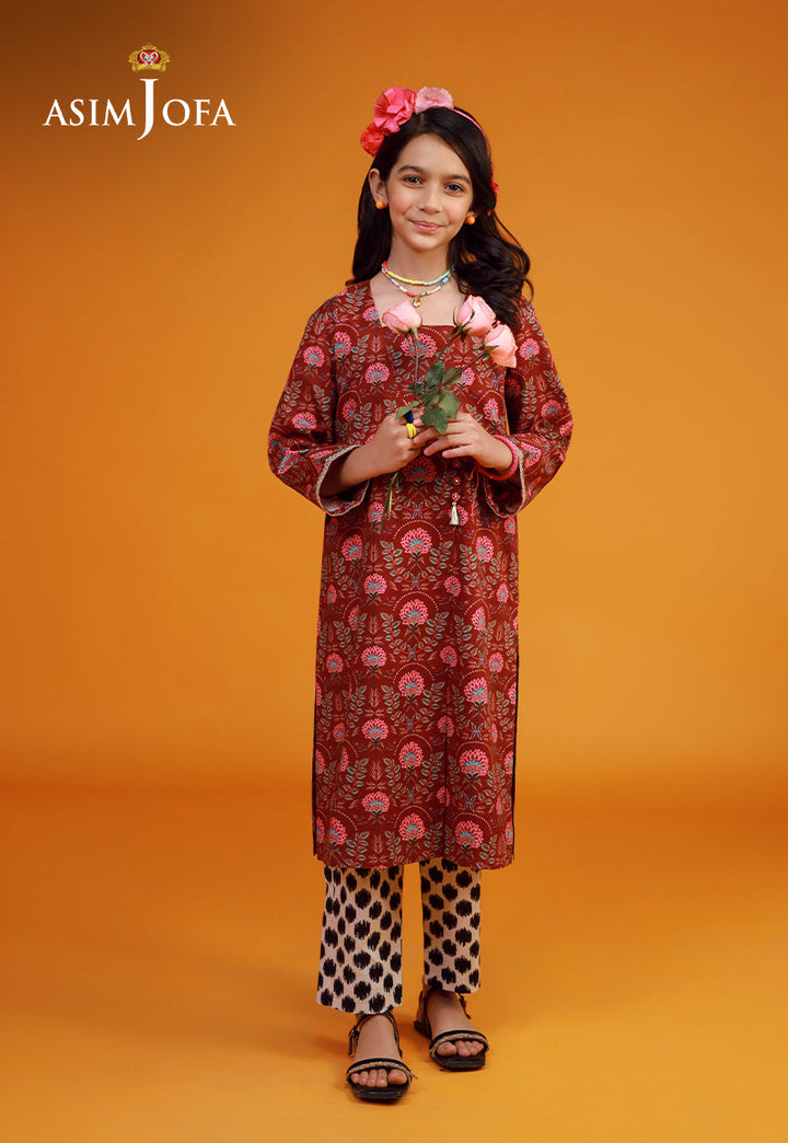 Cambric Red Stitched Suit - Asim Jofa