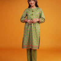 Cambric Green Stitched Suit - Asim Jofa