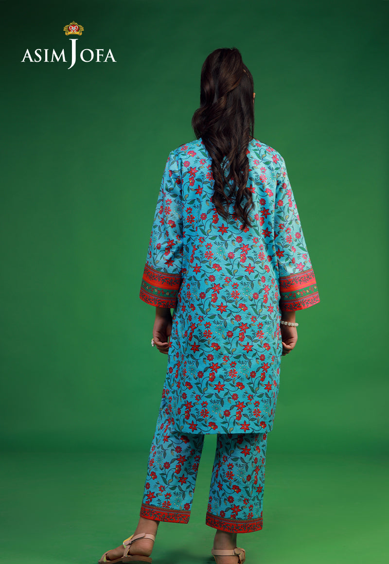Cambric Sky Blue Stitched Suit - Asim Jofa