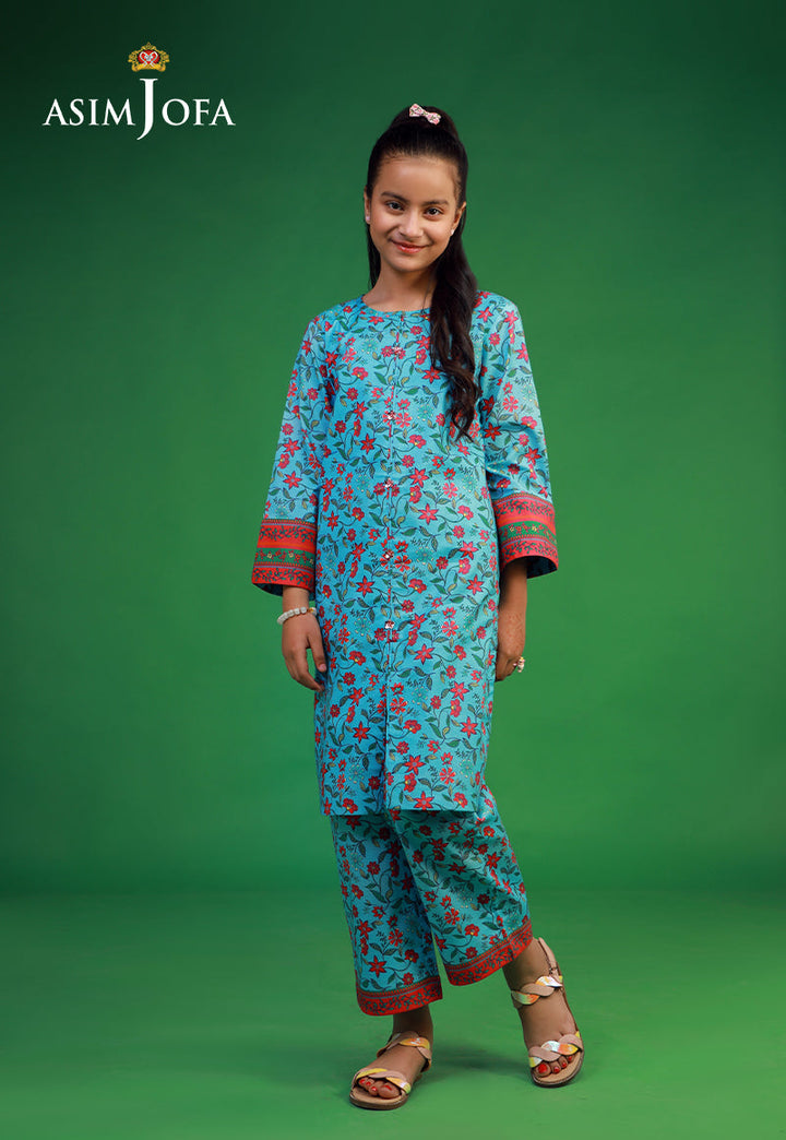 Cambric Sky Blue Stitched Suit - Asim Jofa
