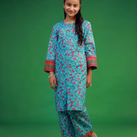 Cambric Sky Blue Stitched Suit - Asim Jofa