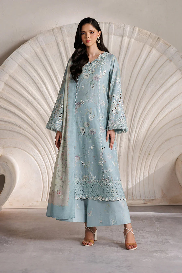 Embroidered Lawn Sky Blue Stitched Suit - Iznik