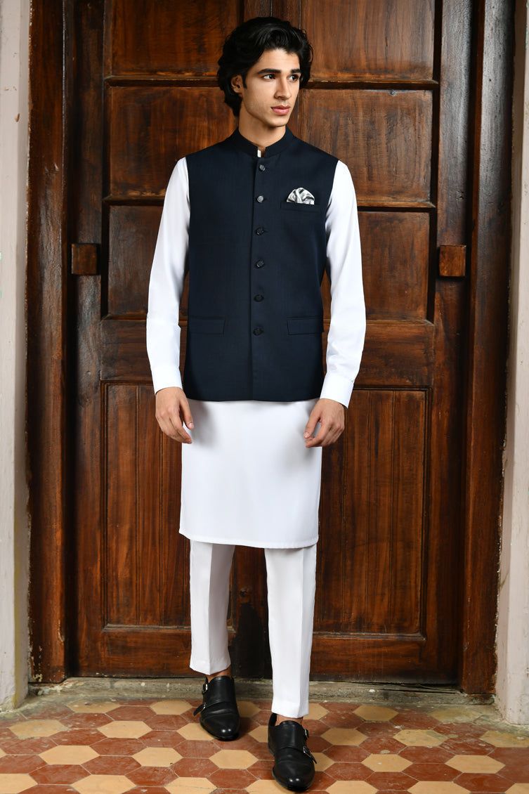 Suiting Blue Waistcoat - J. Junaid Jamshed