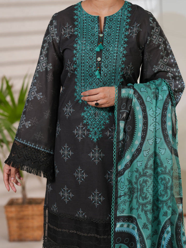 Cotton Charcoal Unstitched Suit - Almirah