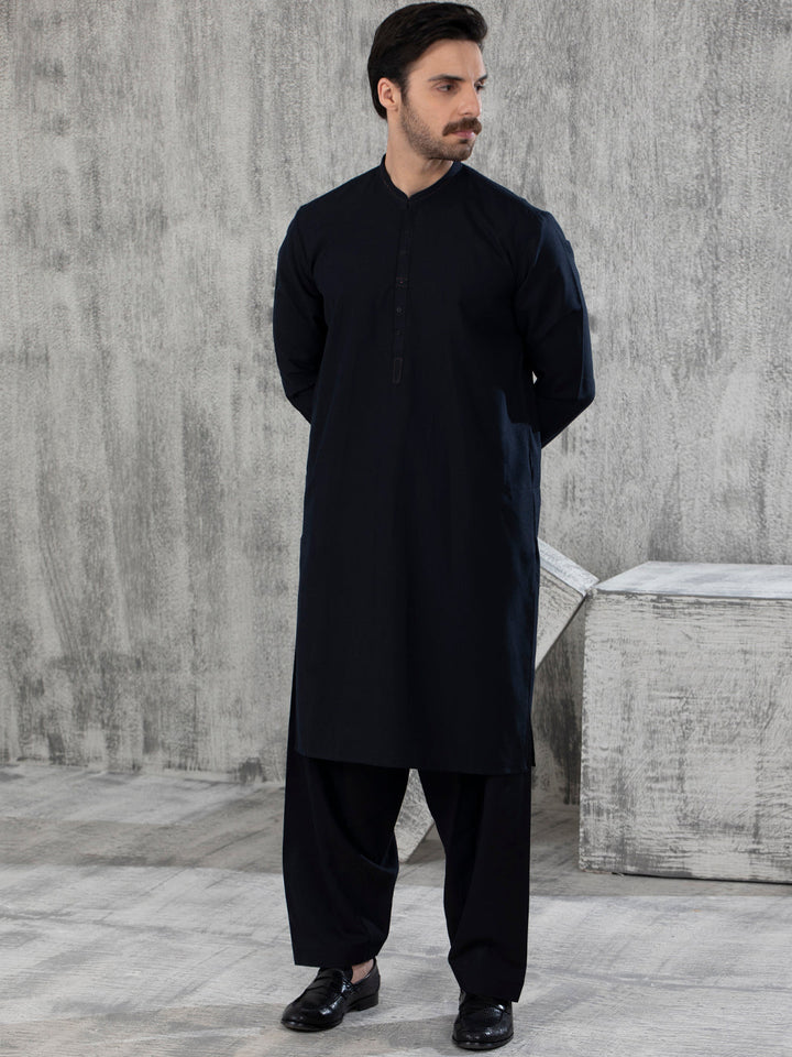Dobby Purple Stitched Suit - Almirah