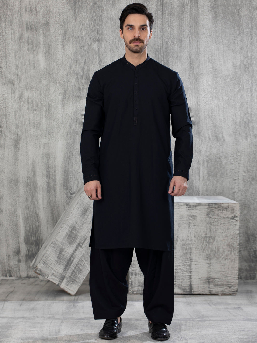 Dobby Purple Stitched Suit - Almirah
